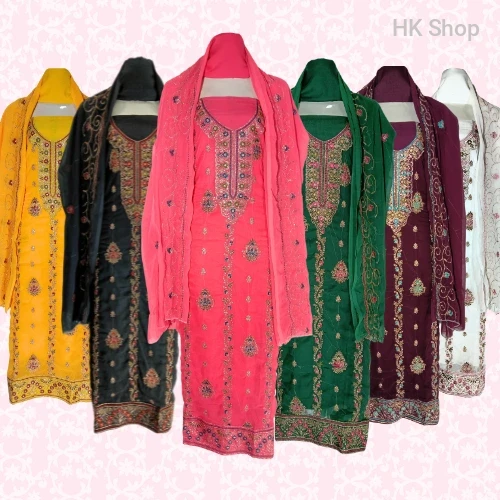 Luxury Indian Georgette Embroidered 3-Piece Dress Set – Stylish & Elegant Party Wear for Women | Perfect for Weddings, Eid & Special Events!