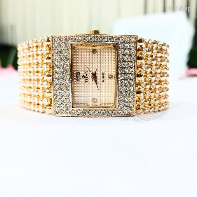 Titan Women's Gold and Silver Luxury Watch – Elegant and Timeless Timepiece