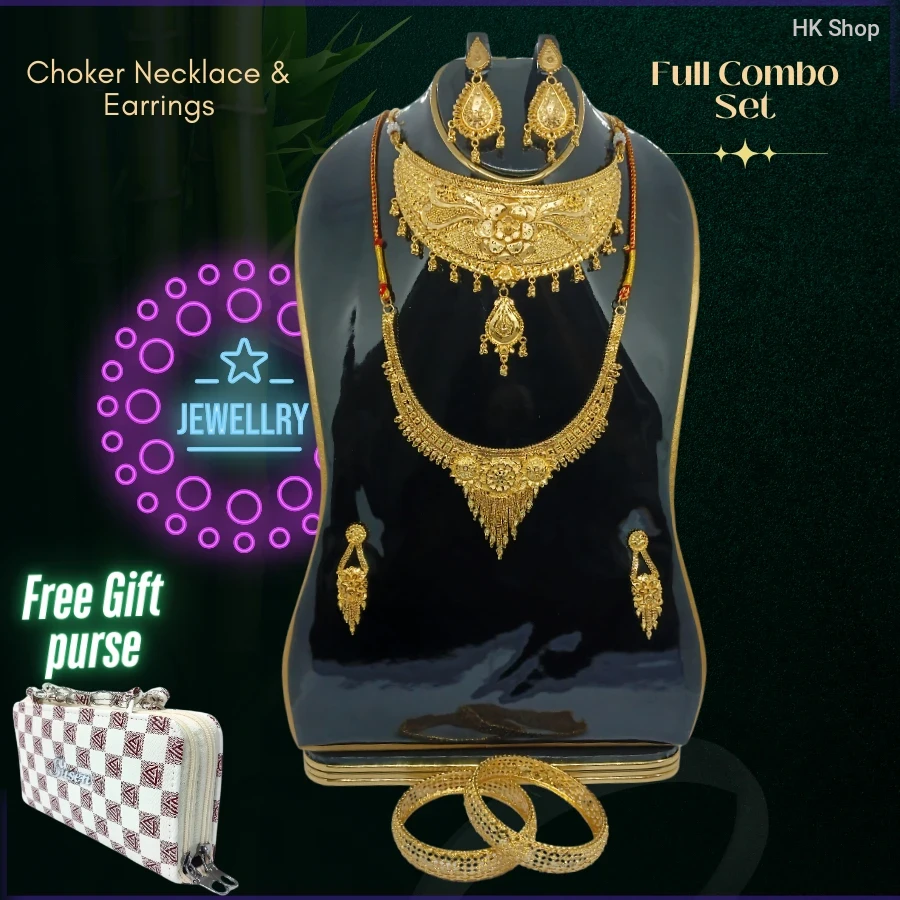 Premium Traditional Gold-Plated Bridal Jewellery Full Combo Set