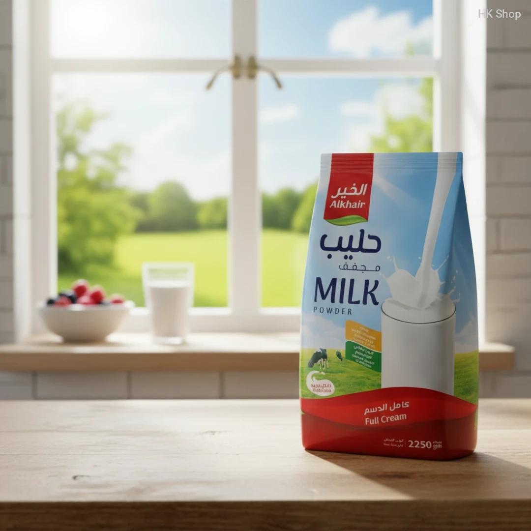 AlKhair Instant Full Cream Milk Powder 2250g – Fortified with Vitamins A & D3, Natural Source of Calcium