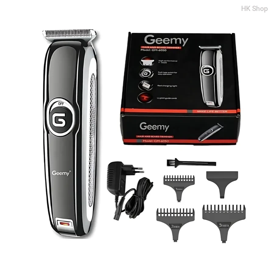 Geemy GM-6050 Precision Pro Cordless Hair & Beard Trimmer – Titanium Blade, 60-Minute Runtime