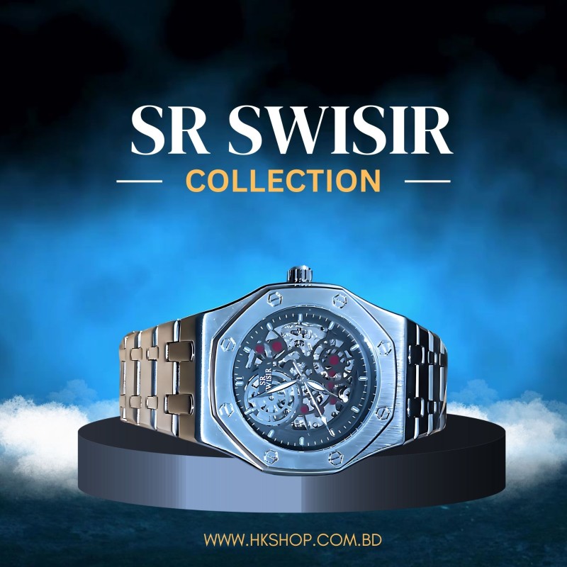 SR Swisir Fashionable Men's Watch – Golden & Silver | Automatic SR Swisir Watch for Men – Stainless Steel Style