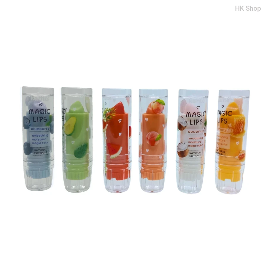 Natural Color-Changing Lip Balm | 6 Fruit Flavors | Moisturizing Magic Lips Lipstick with Natural Extracts - Blueberry, Avocado, Watermelon, Peach, Coconut, Honey