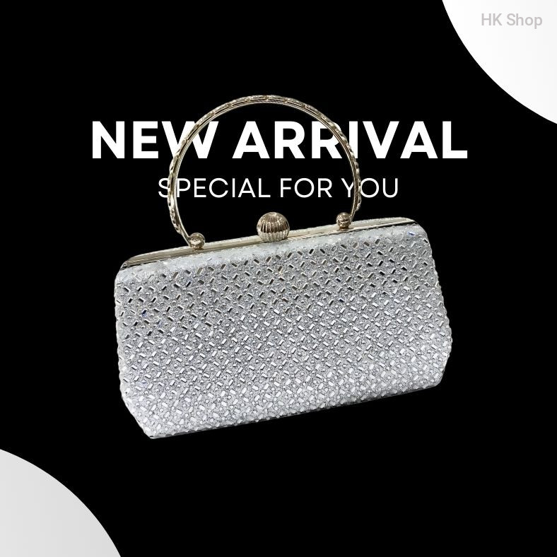 Top Handle Evening Ladies Parts Bag | Elegant Silver Top Handle Party Bag | Fashion Chain Strap Pouch Purse for Party and Wedding
