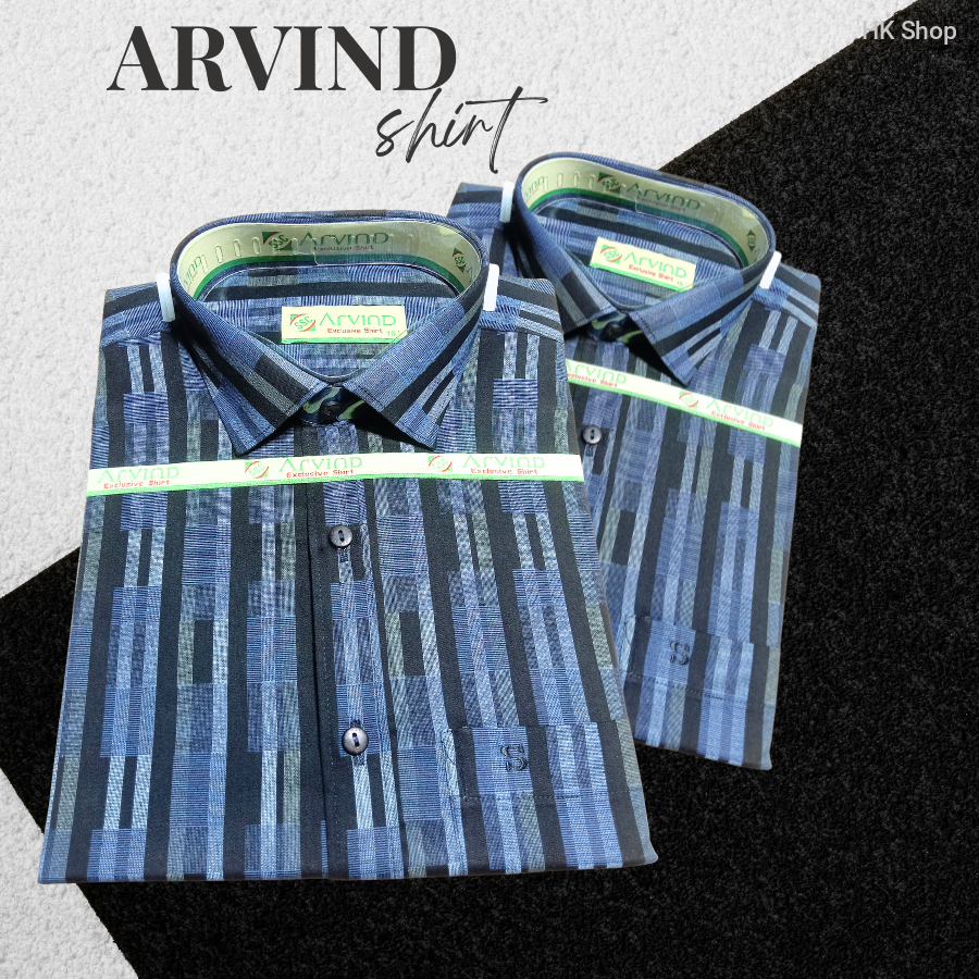 Arvind Men's Blue Formal Shirt – অফিস ও ক্যাজুয়াল লুকের জন্য পারফেক্ট Cotton Blend Stripe Design Shirt