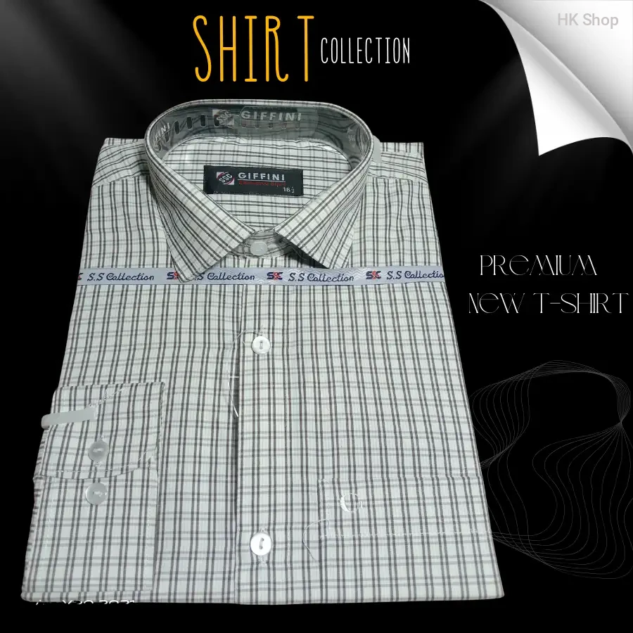 Giffini Men’s Checked Formal Shirt – Premium Cotton, অফিস & বিজনেস লুকের জন্য পারফেক্ট