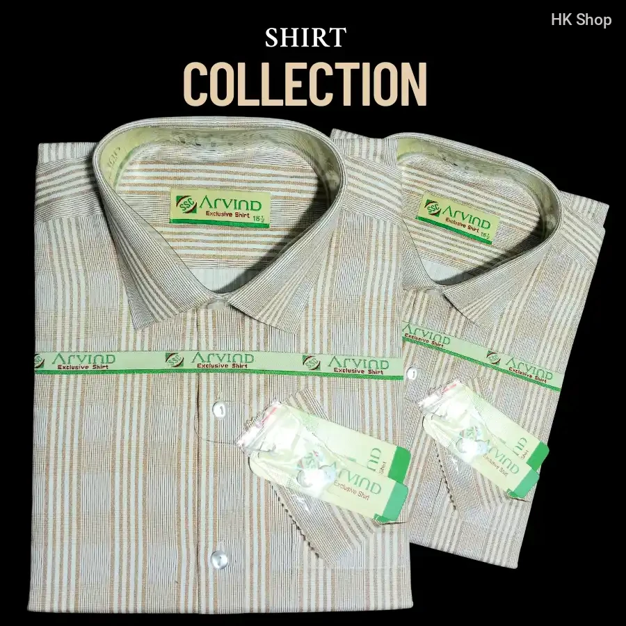 Arvind Men’s Premium Stripe Cotton Shirt – অফিস, ক্যাজুয়াল & পার্টি লুকের জন্য পারফেক্ট Beige & White Design
